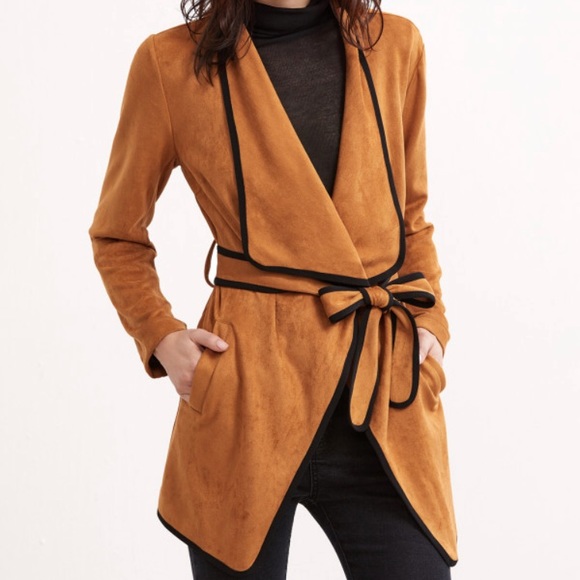suede wrap coat